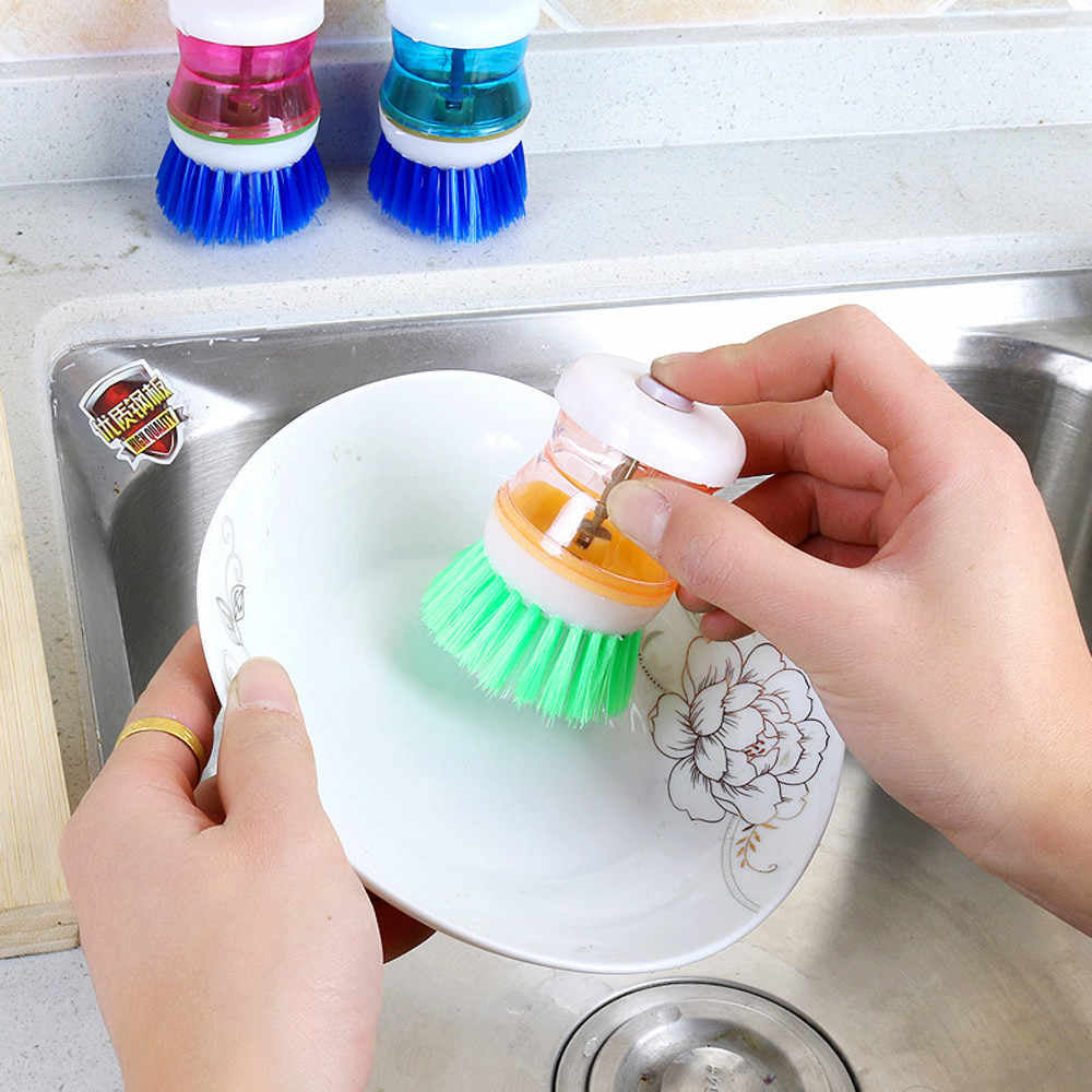 0159 Plastic Wash Basin Brush Cleaner with Liquid Soap Dispenser (Multicolour) - Image 6