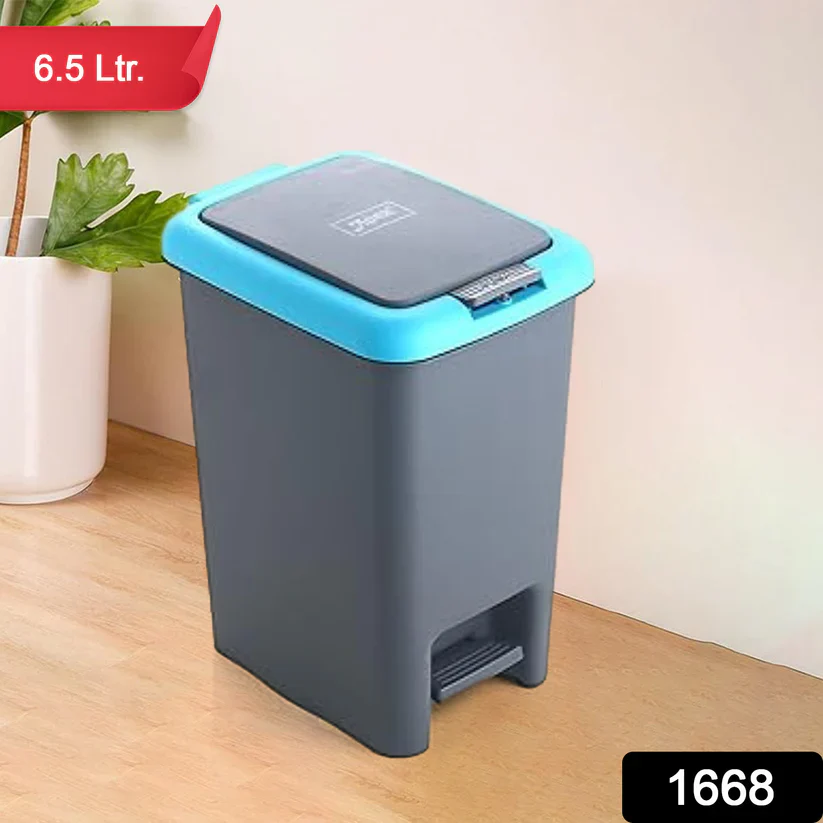 1668 Apex Plastic Push N Pedal Dust Bin | Hands-Free Operation, Compact Design 6.5 Liters (1 Pc / Mix Color) - Image 2