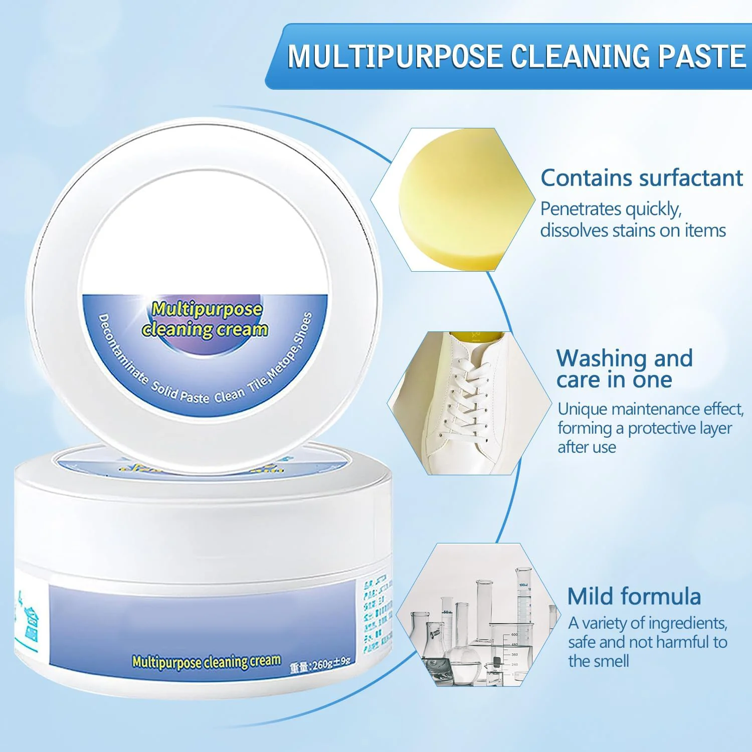 Shoe Cleaning Cream with Sponge - Image 3