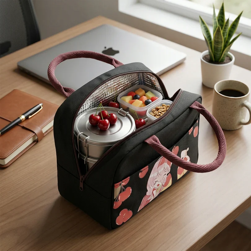 18303 Insulated Lunch Bag with Cute Cartoon Design (1 Pc) - Image 5
