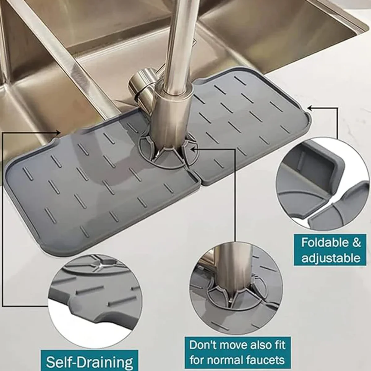 18814 Silicone Sink Faucet Pad / Mat (1 Pc / 33x12 Cm) - Image 5