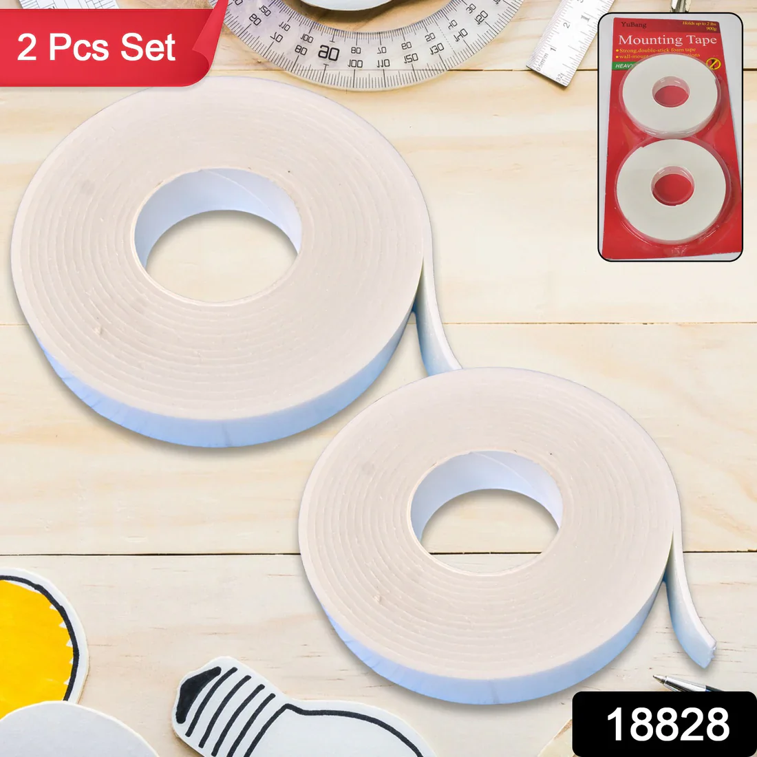 18828 Strong Double Sided Tape Foam Mounting Tape (2 Pcs Set) - Image 5