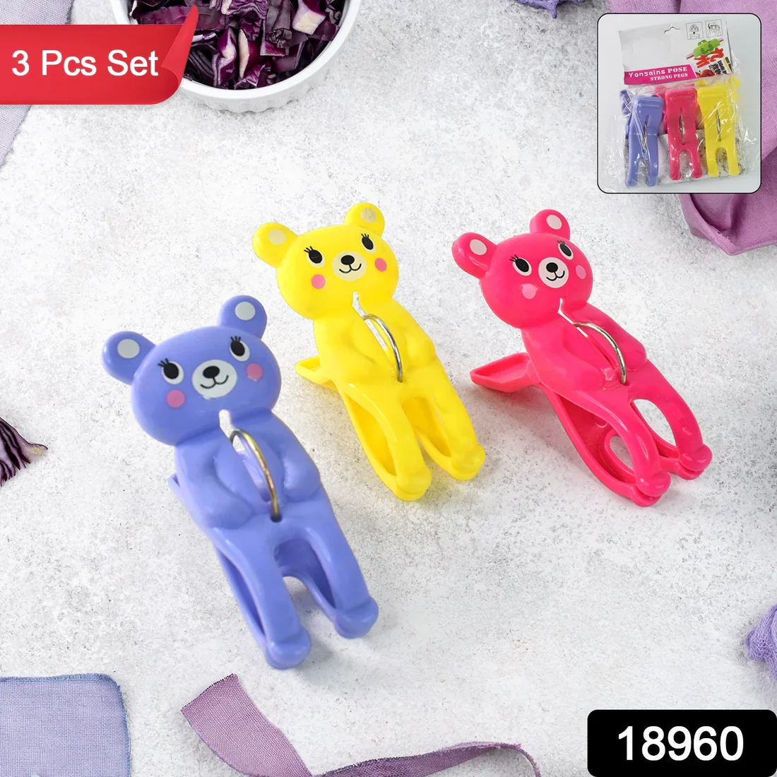 18960 Towel Clip Windproof Plastic Towel Clips (3 Pcs Set) - Image 5