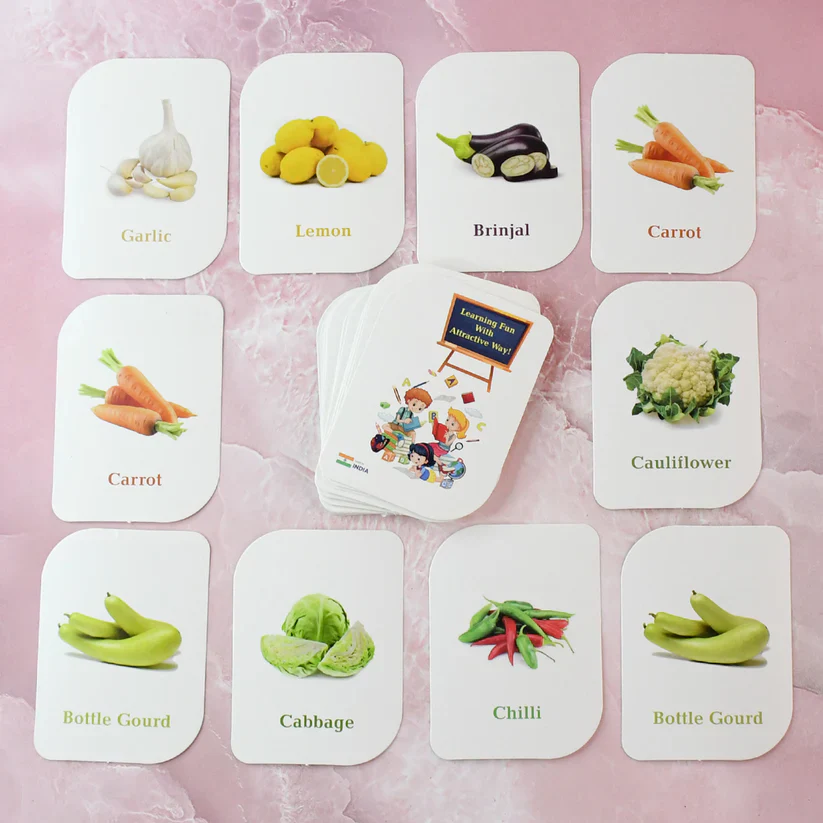 19155 Kidkraft 32-Piece Educational Vegetable Flash Cards Set - Image 3