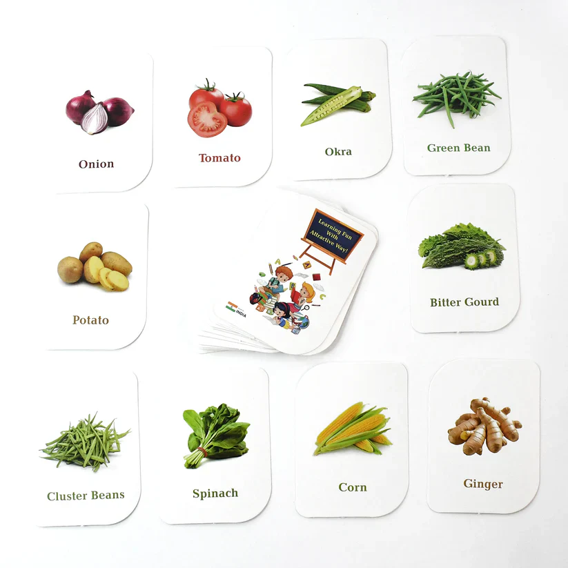 19155 Kidkraft 32-Piece Educational Vegetable Flash Cards Set - Image 4