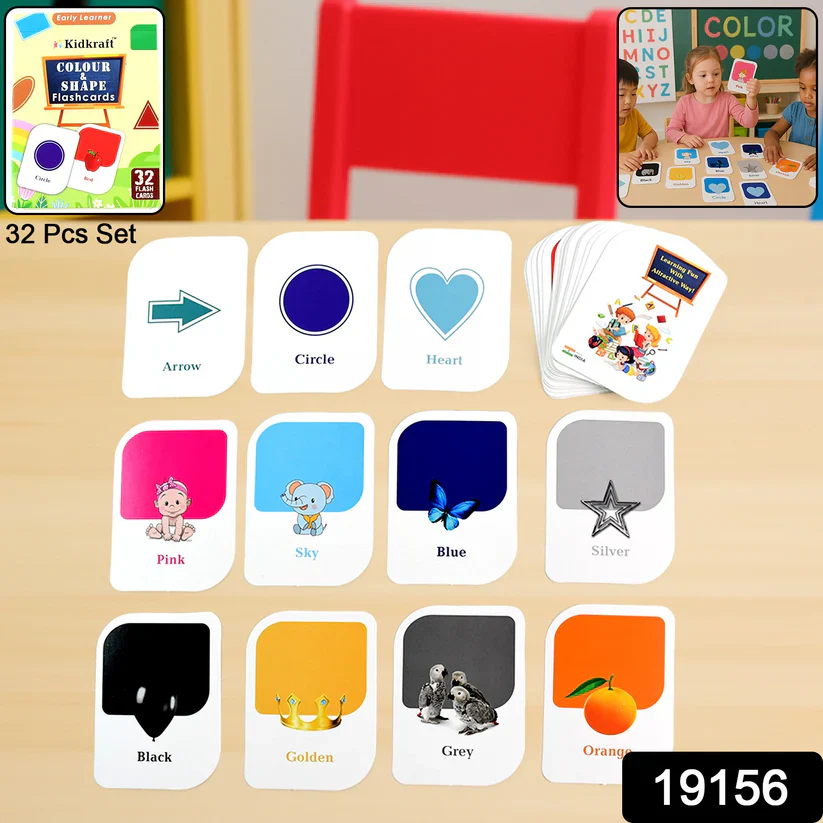 19156 Kidkraft Early Learner 32-Piece Color & Shape Flashcard Set - Image 2