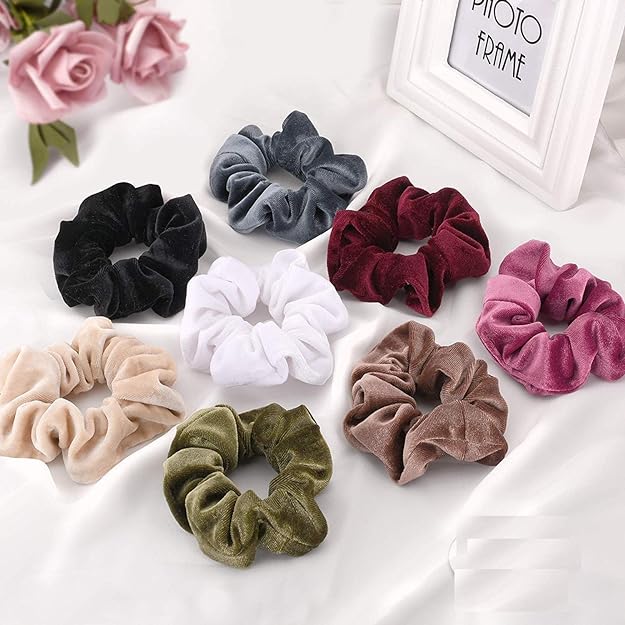 AM1038 2 Pcs Hair Ties Velvet Scrunchies, Elastic Flannelette Hair Bands Scrunchy Hair Ropes Women Hair Accessories