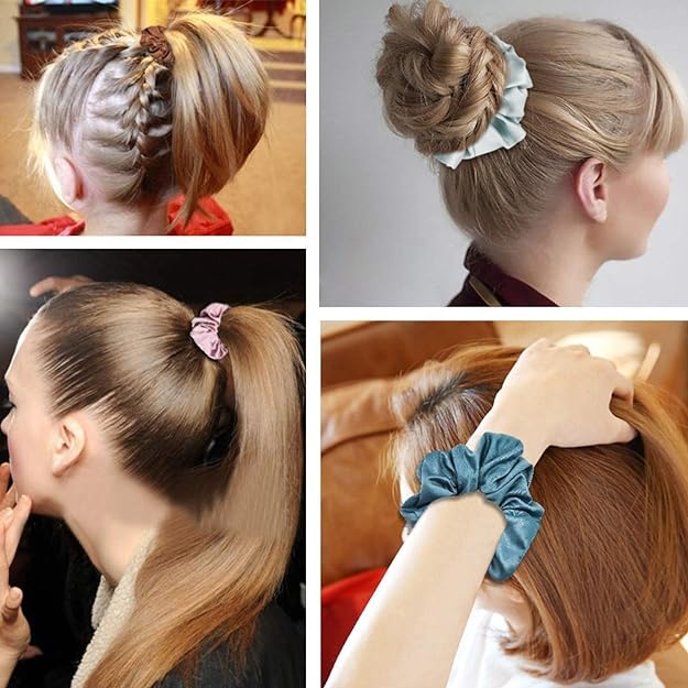 AM1038 2 Pcs Hair Ties Velvet Scrunchies, Elastic Flannelette Hair Bands Scrunchy Hair Ropes Women Hair Accessories - Image 2
