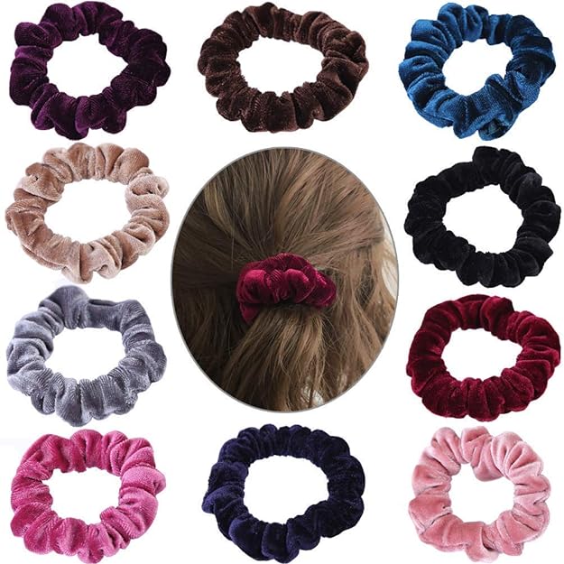 AM1038 2 Pcs Hair Ties Velvet Scrunchies, Elastic Flannelette Hair Bands Scrunchy Hair Ropes Women Hair Accessories - Image 4