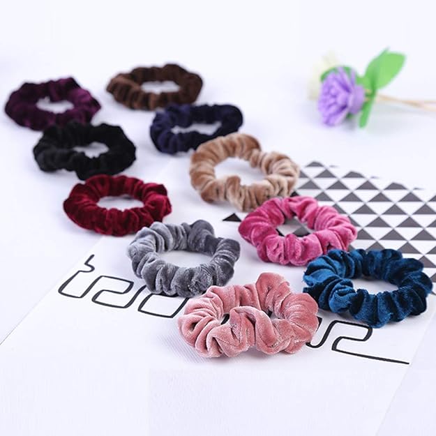 AM1038 2 Pcs Hair Ties Velvet Scrunchies, Elastic Flannelette Hair Bands Scrunchy Hair Ropes Women Hair Accessories - Image 5