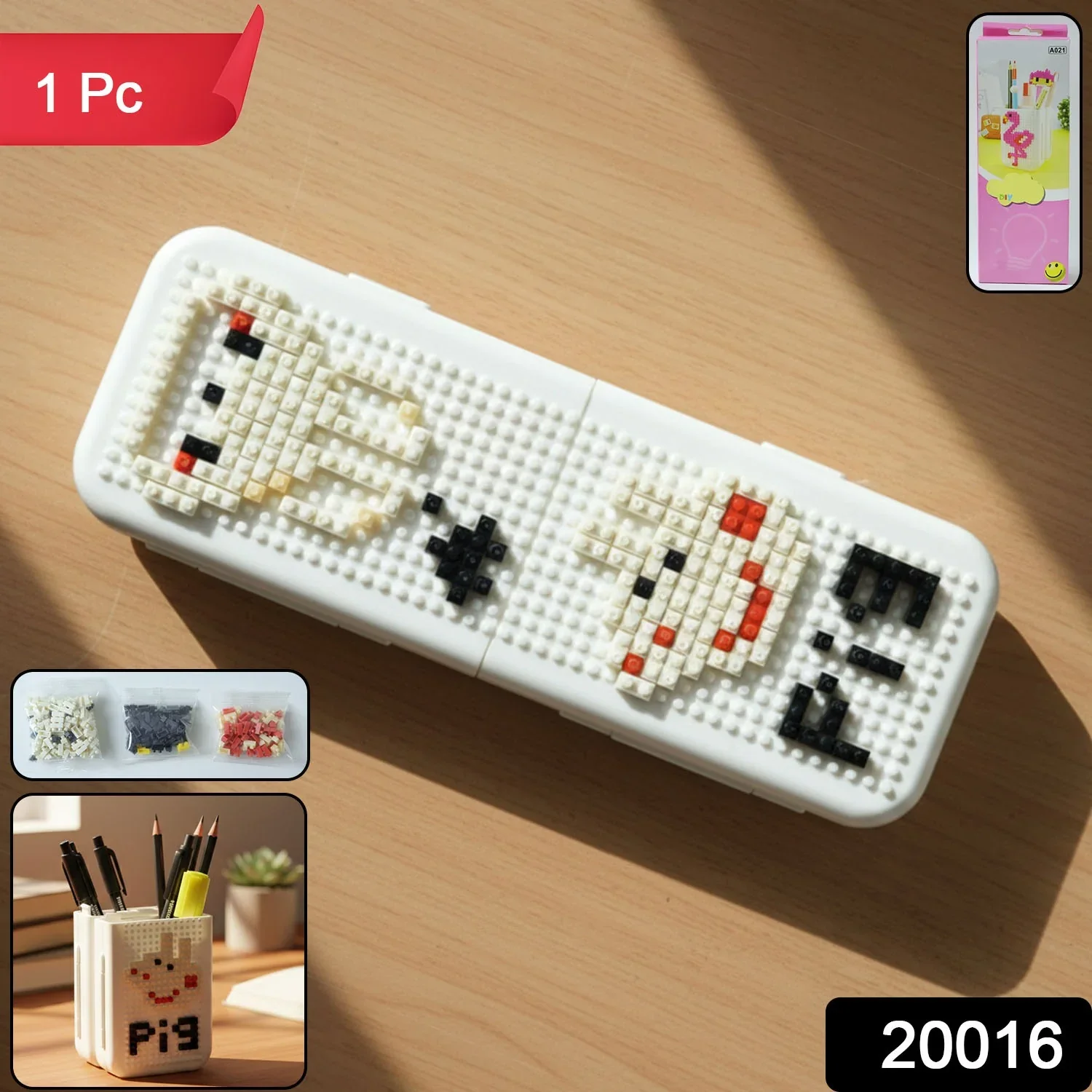 20016 Decorative Pixel Art Style Desk Pen Holder (1 Pc) - Image 2