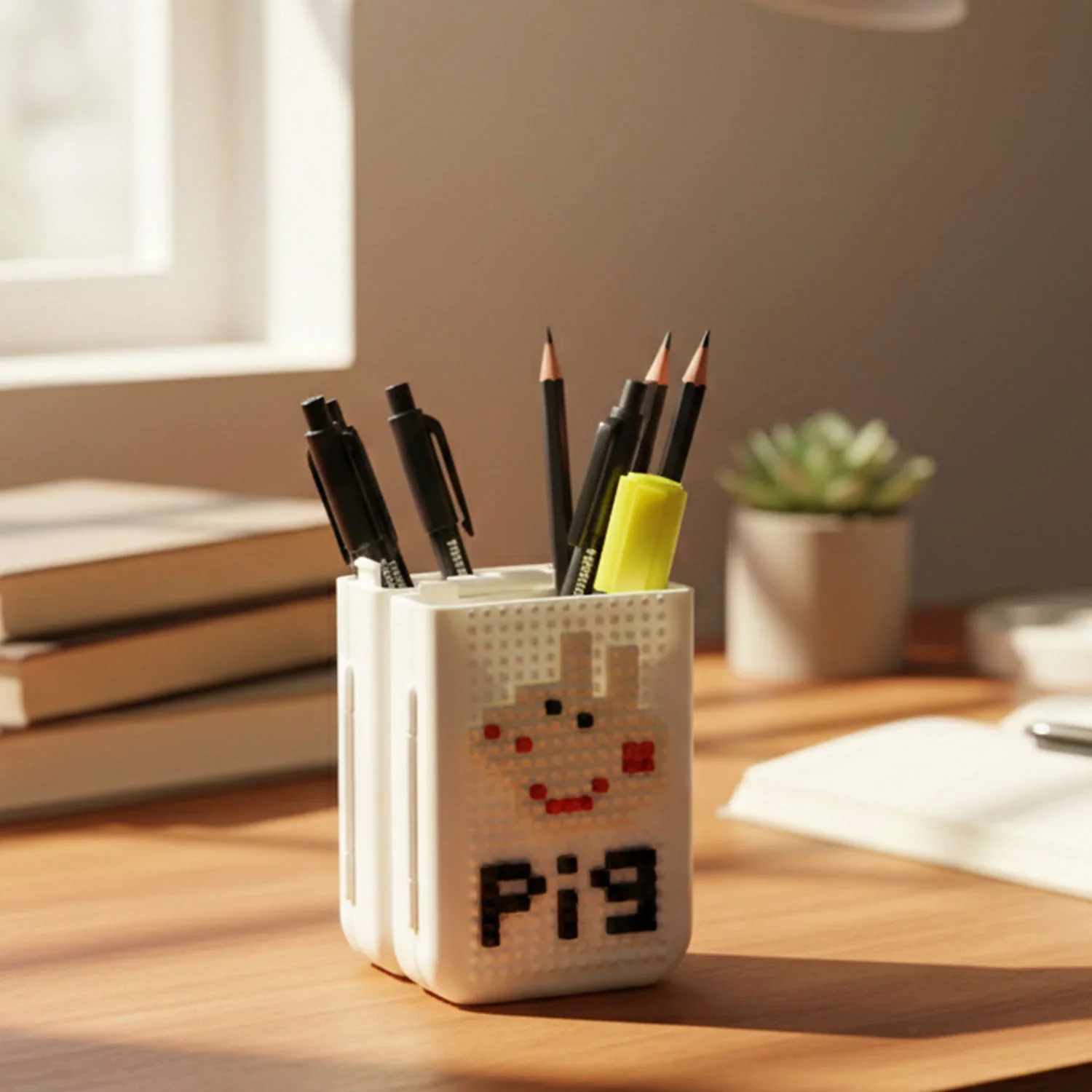 20016 Decorative Pixel Art Style Desk Pen Holder (1 Pc) - Image 4