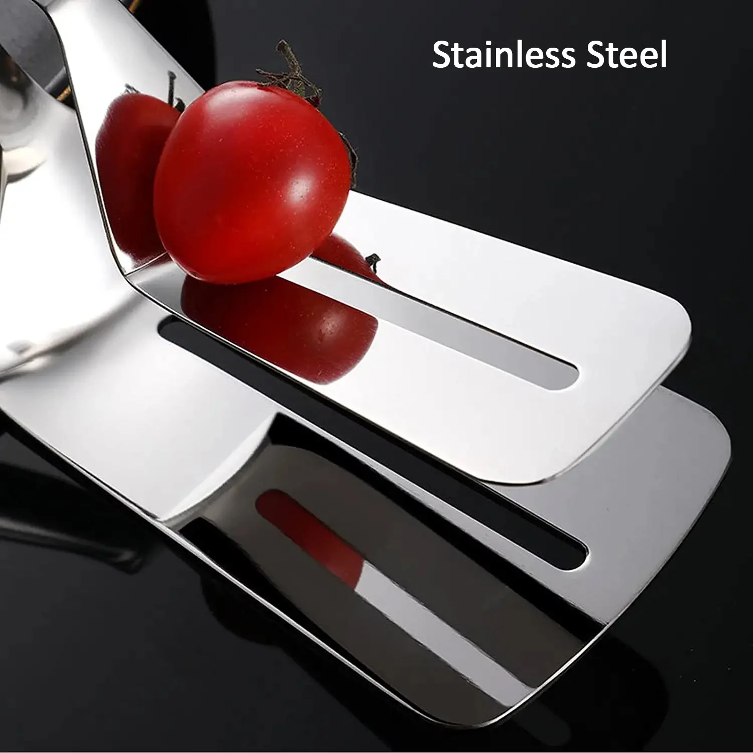 2918 Multifunction Cooking Serving Turner Frying Food Tong. Stainless Steel Steak Clip Clamp BBQ Kitchen Tong. - Image 8