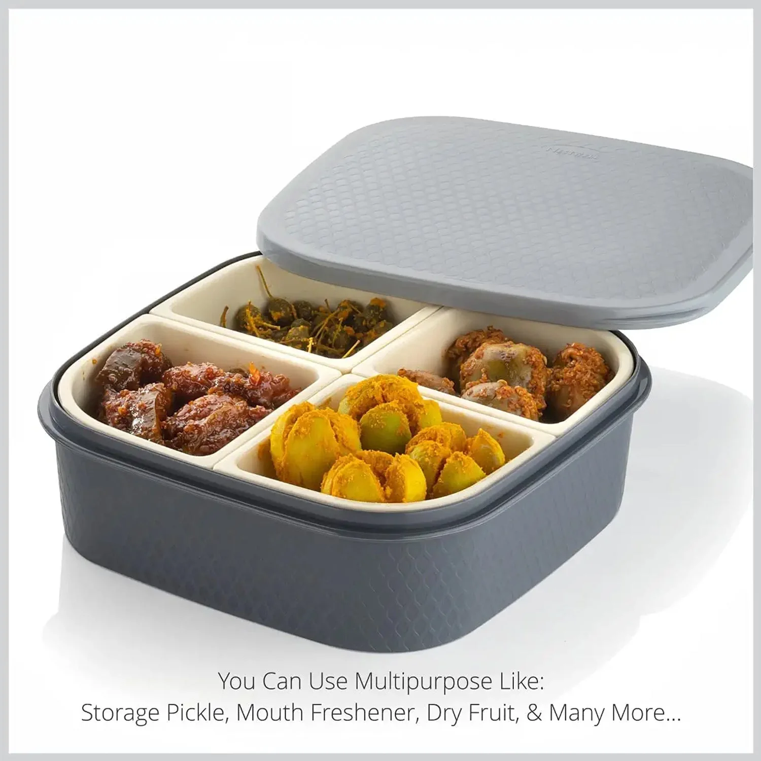 2031H Plastic 4 Sections Multipurpose Dry Fruit/ Chocolates/Mouth Freshener/Sweet Box Set | Serving Tray. - Image 5
