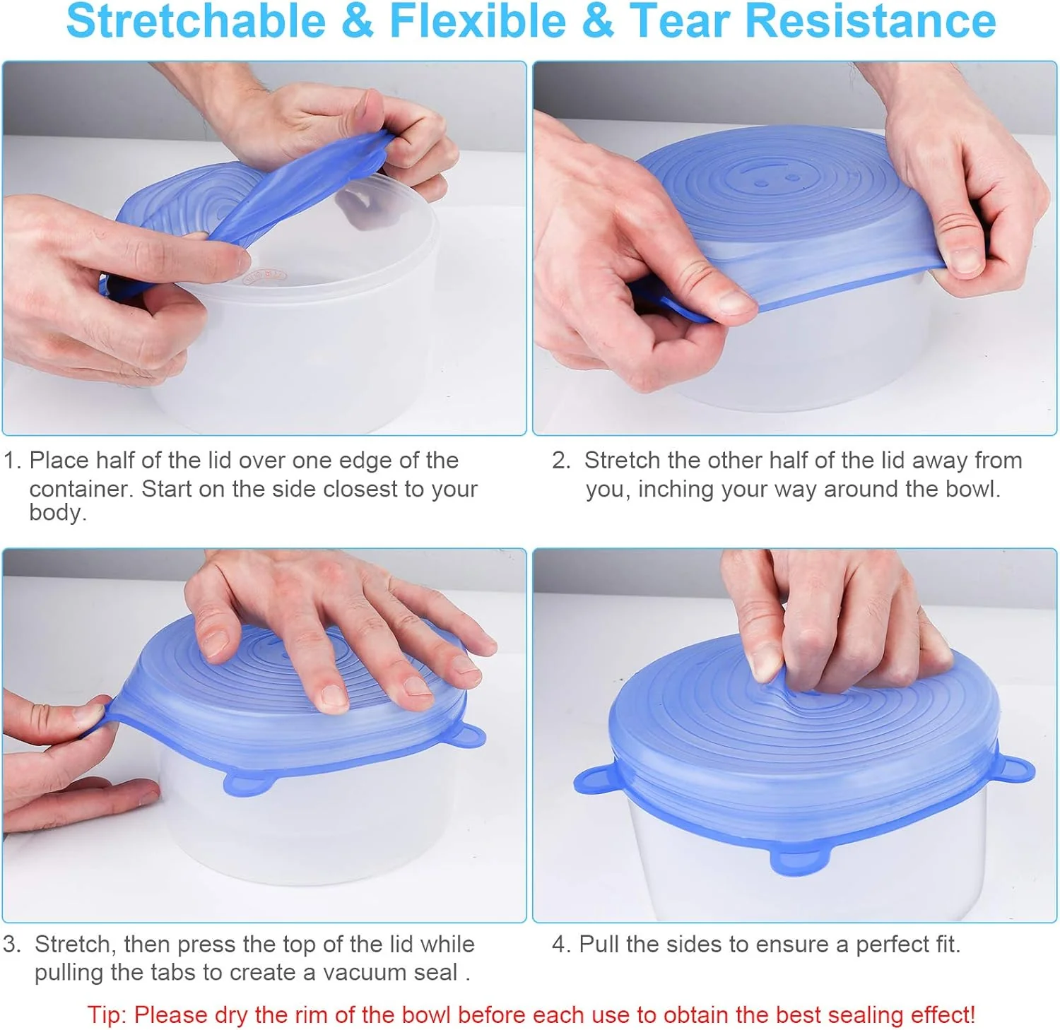 2118 Reusable Premium Silicone Stretch and Seal Lids 6PCS - Image 3