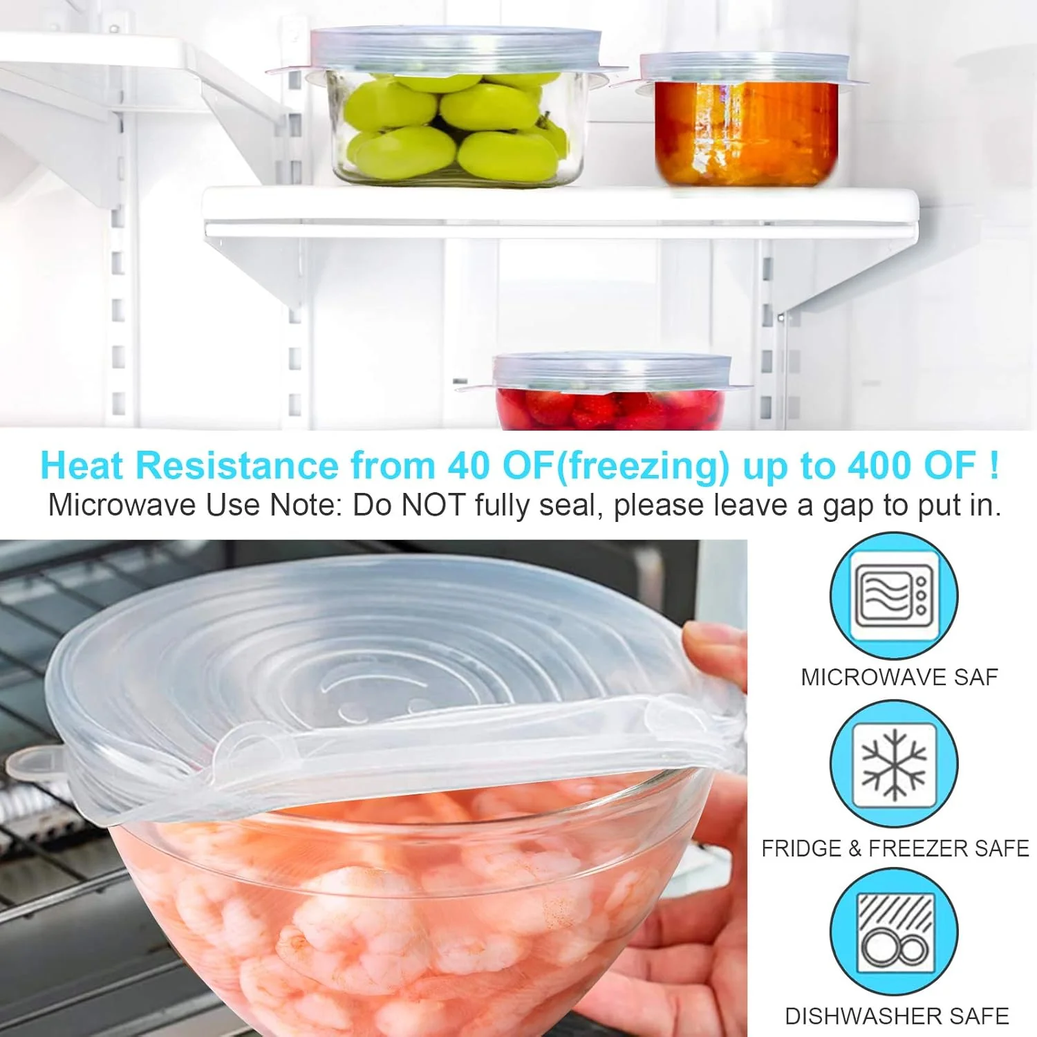 2118 Reusable Premium Silicone Stretch and Seal Lids 6PCS - Image 4