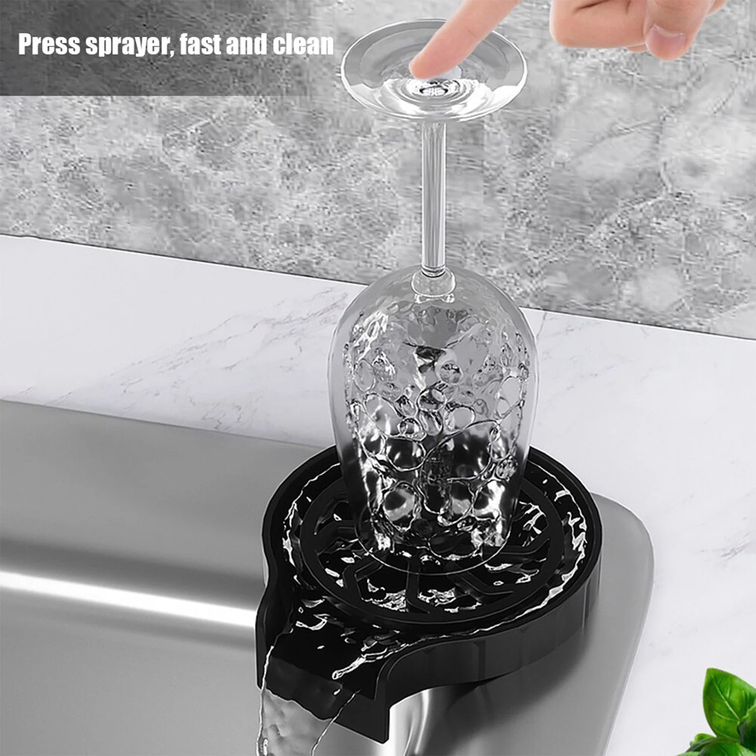 2232 Automatic Glass Rinser for Kitchen Sink, Black Kitchen Sink Cleaning Spray Bar Glass Washer - Image 6