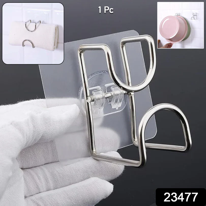 23477 Transparent Double Loop Adhesive Wall Hook ā 1 Pc - Image 2