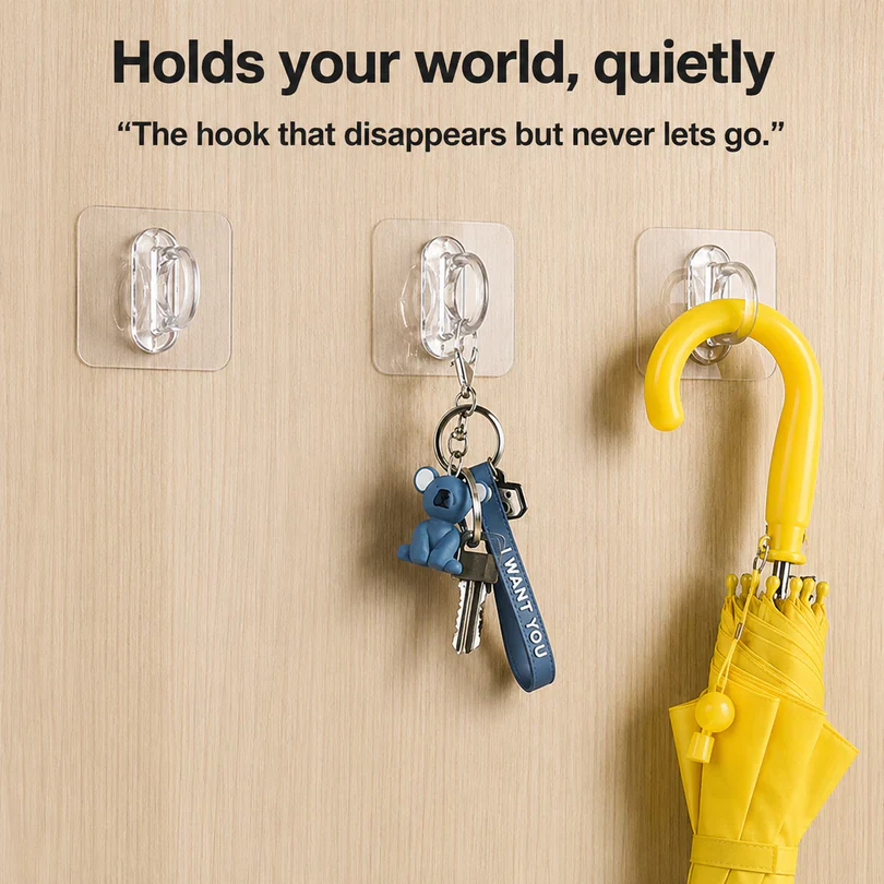 23478 Transparent Adhesive Multipurpose Wall Hook β 1 Pc - Image 3