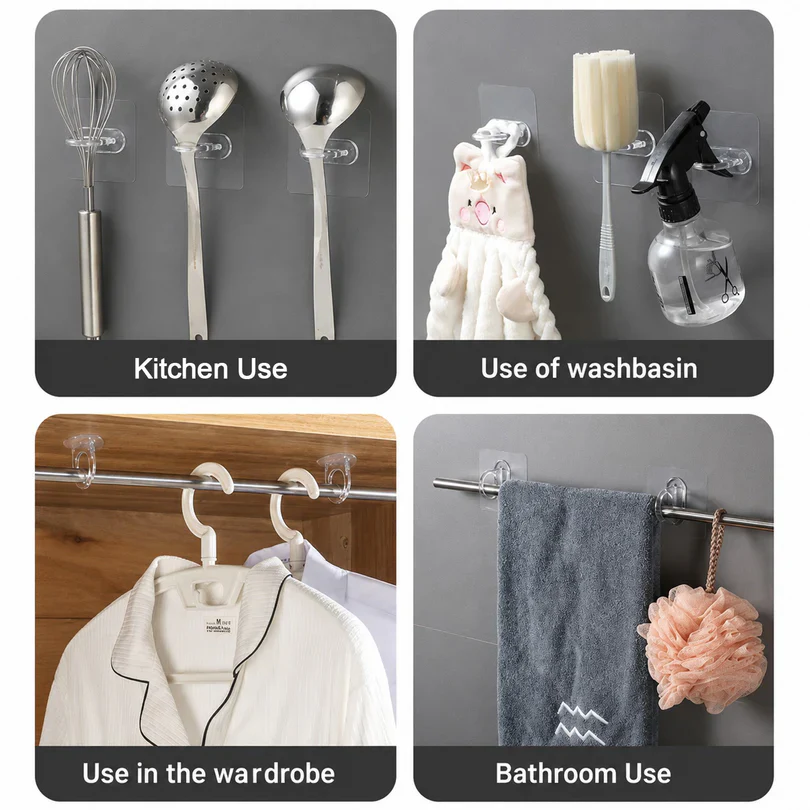 23478 Transparent Adhesive Multipurpose Wall Hook β 1 Pc - Image 7