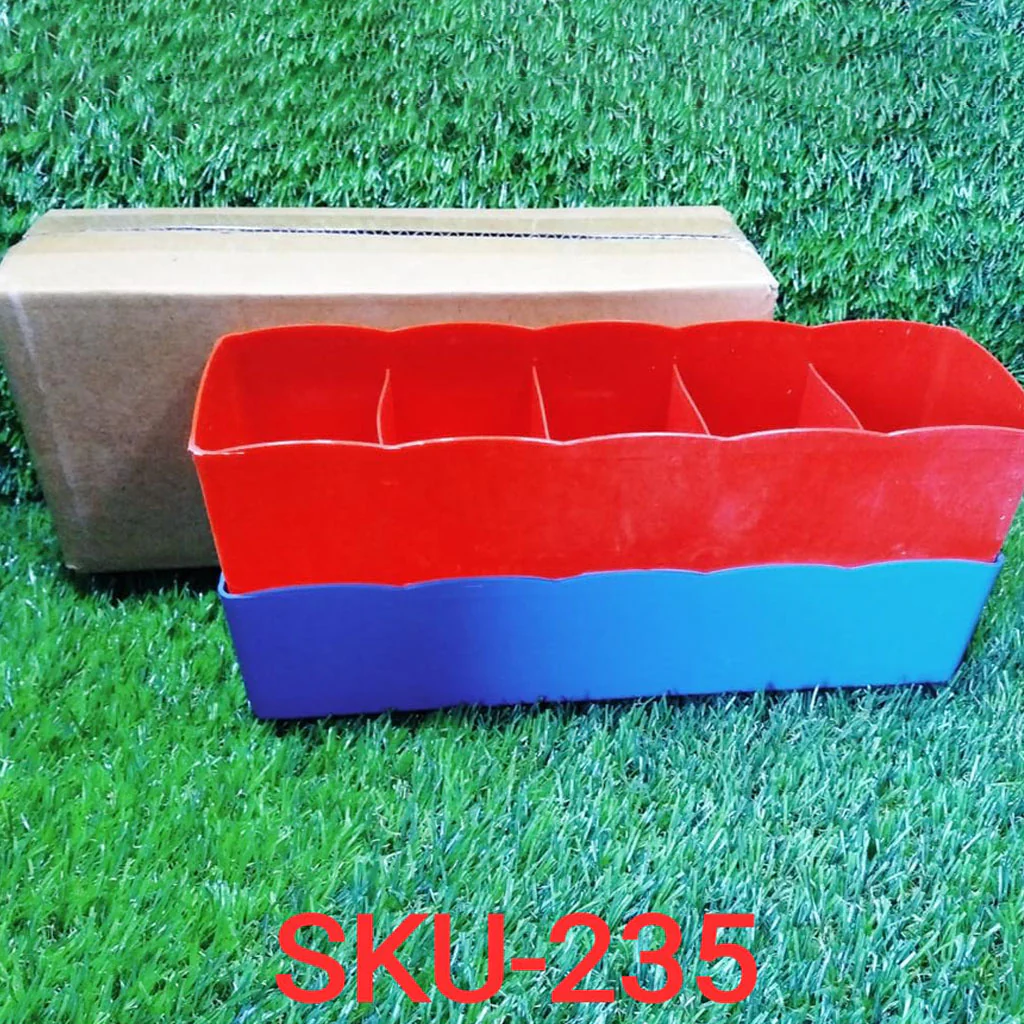 0235 5-Compartments Socks/Handkerchief/Underwear Storage Box Socks Drawer Closet Organizer Storage Boxes (pack of 2) - Image 10