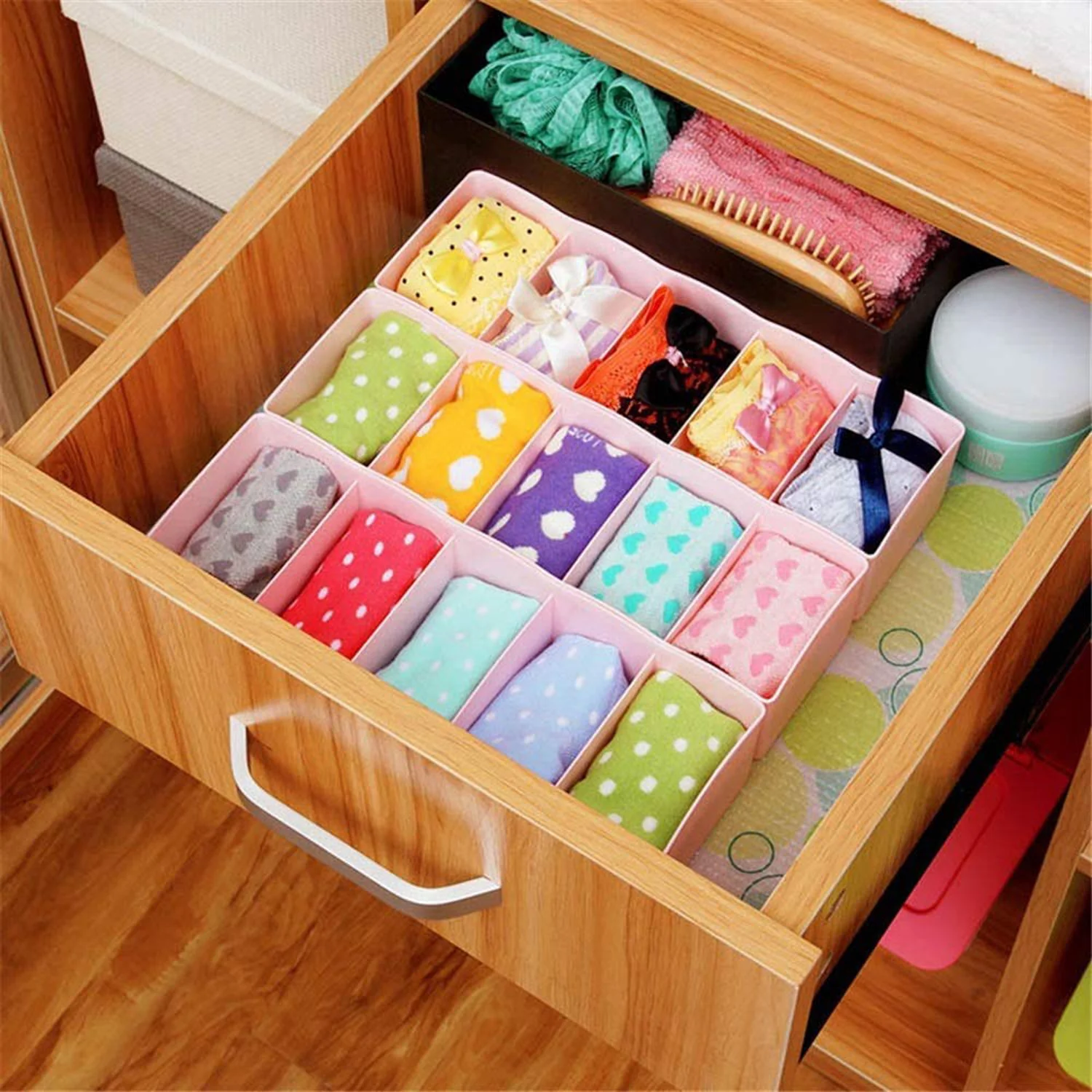 0235 5-Compartments Socks/Handkerchief/Underwear Storage Box Socks Drawer Closet Organizer Storage Boxes (pack of 2) - Image 5