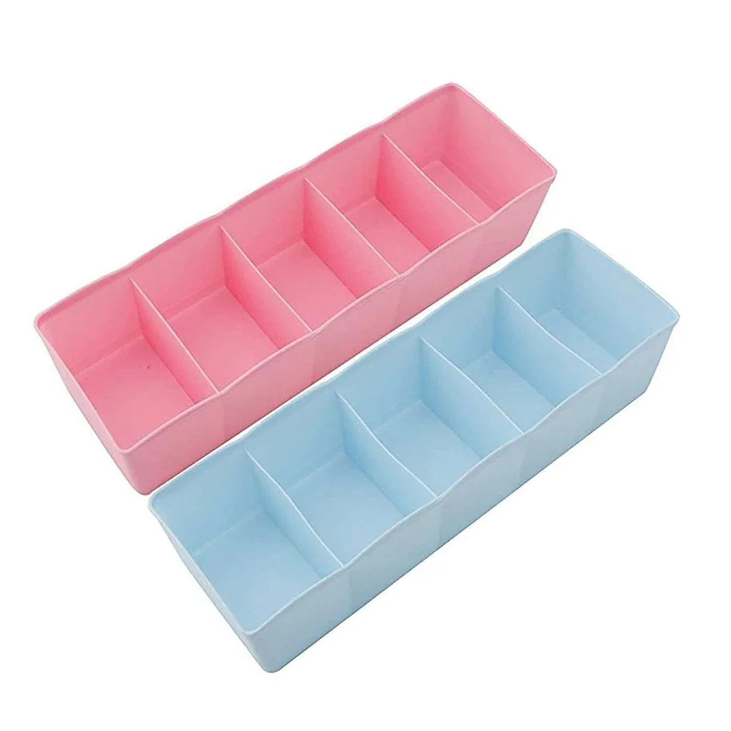 0235 5-Compartments Socks/Handkerchief/Underwear Storage Box Socks Drawer Closet Organizer Storage Boxes (pack of 2) - Image 9