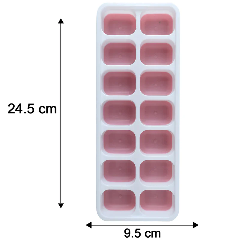 24031 Pink Plastic Ice Cube Tray with Lid - 14 Grid Multipurpose Mold - Image 6