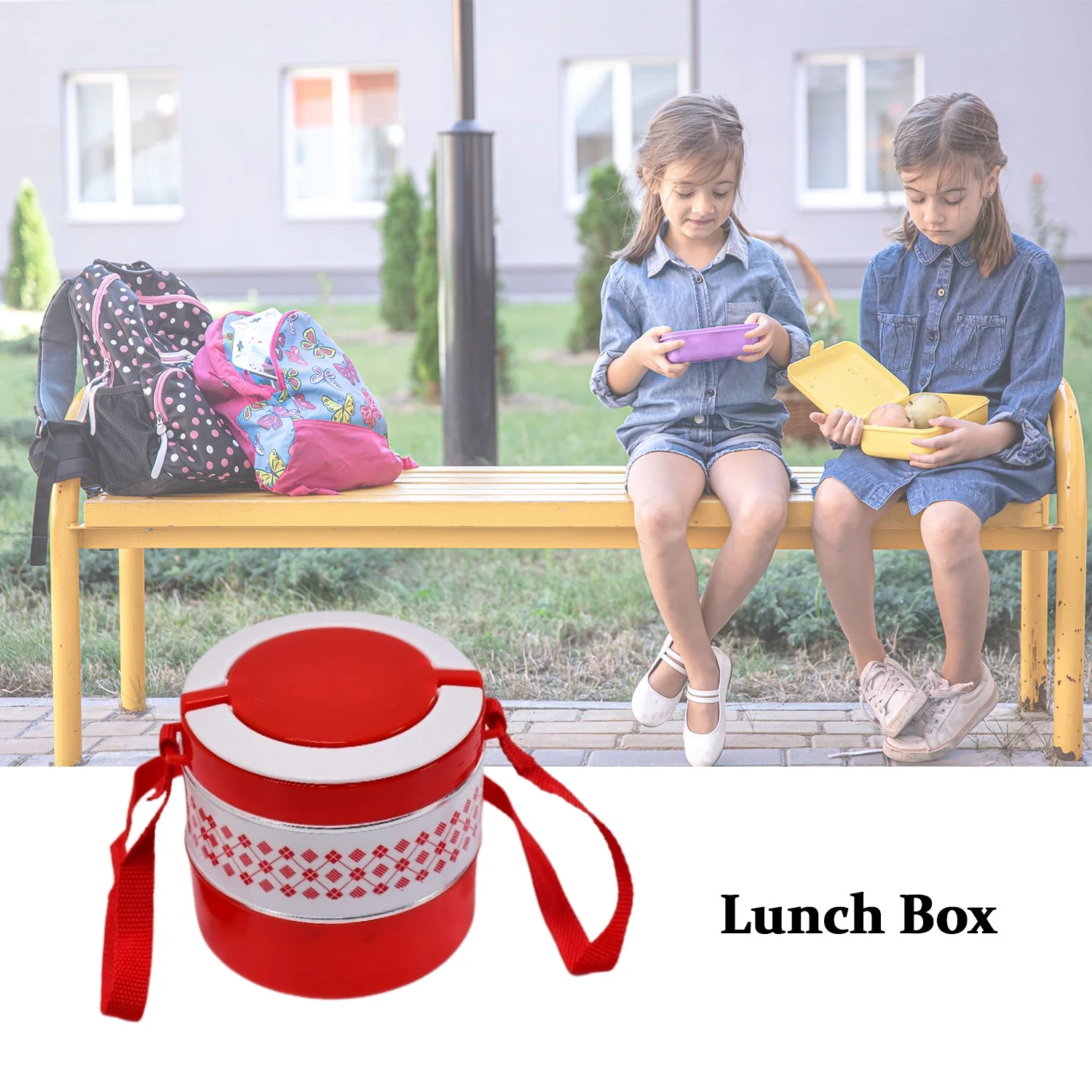 2492 2layer Adjustable Insulated Tiffin Set of 1, Blue 3 Containers Lunch Box - Image 6