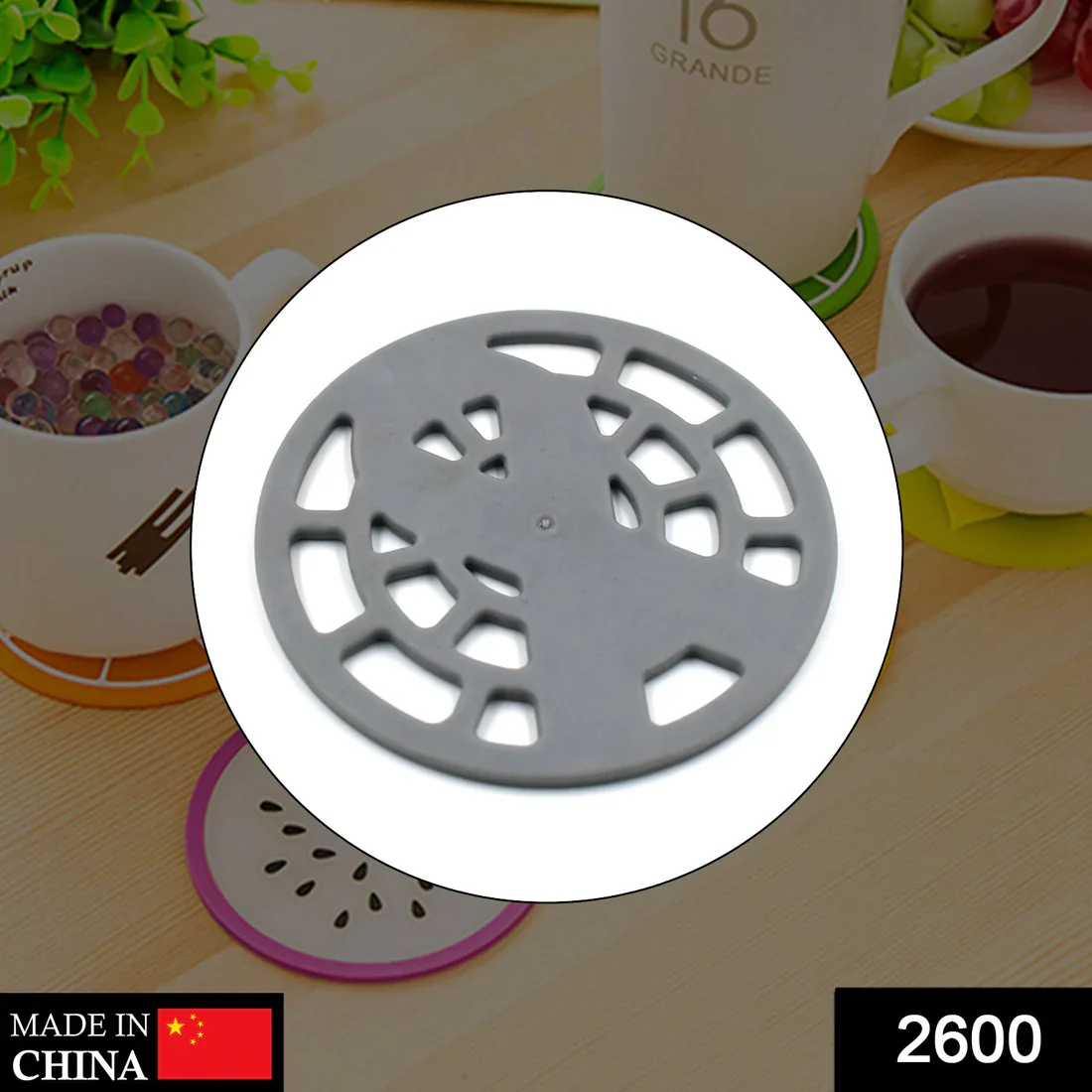 2600 1Pc Silicone Fancy Coaster for holding bowls and utensils including all kitchen purposes. Silicone Fancy Coaster for holding bowls and utensils including all kitchen purposes. - Image 2