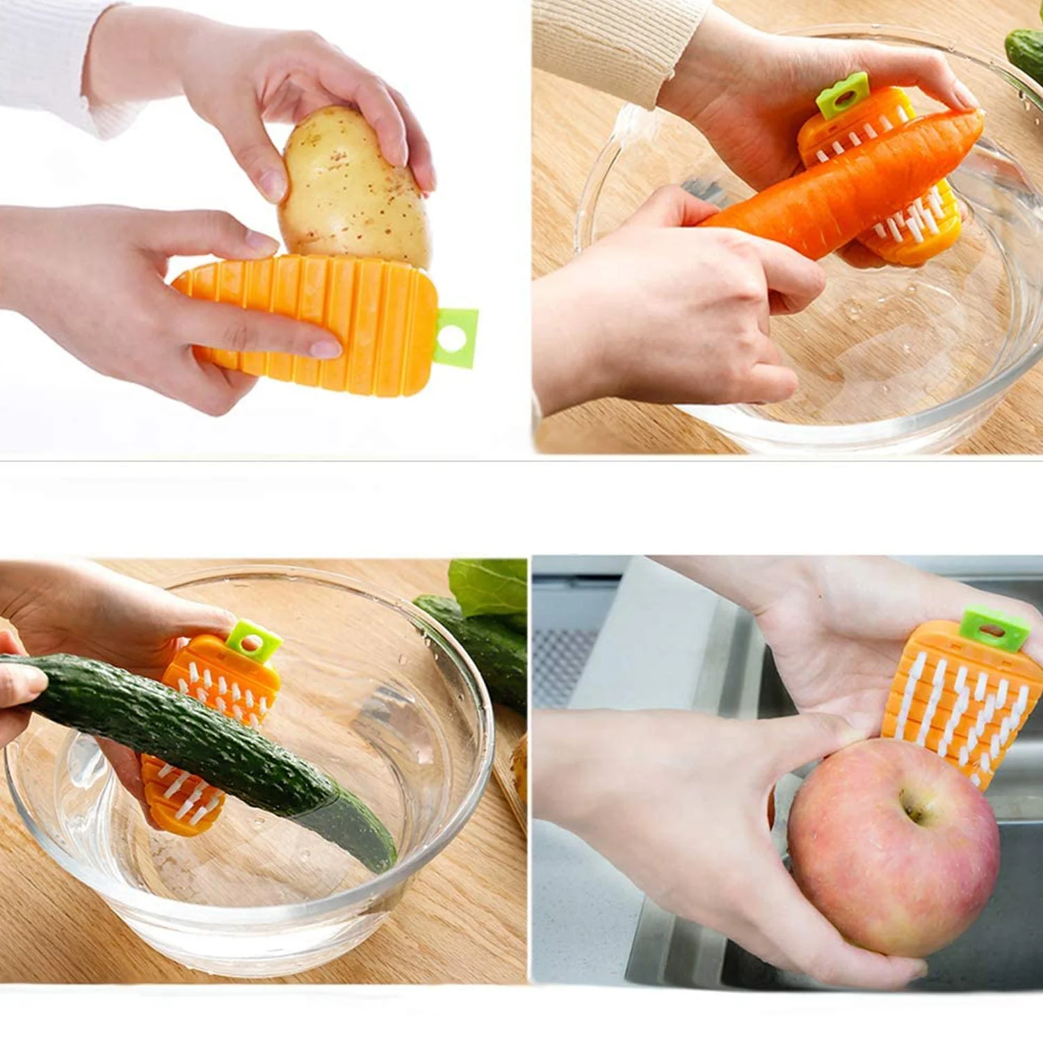 2950 Vegetable Scrubbing Brush, Vegetable Scrubber NonâToxic Fruit Brush Carrot Shape Vegetable Brush for Potato for Vegetable - Image 9