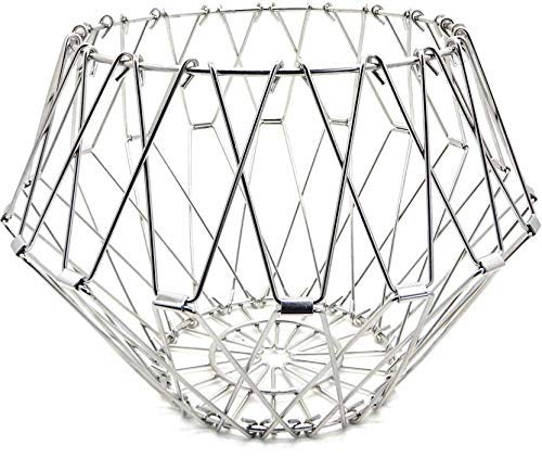 3040 Multipurpose Fruit Basket Stainless Steel Wire Bowl Foldable Basket for Vegetable / Fruits / Dining - Image 3