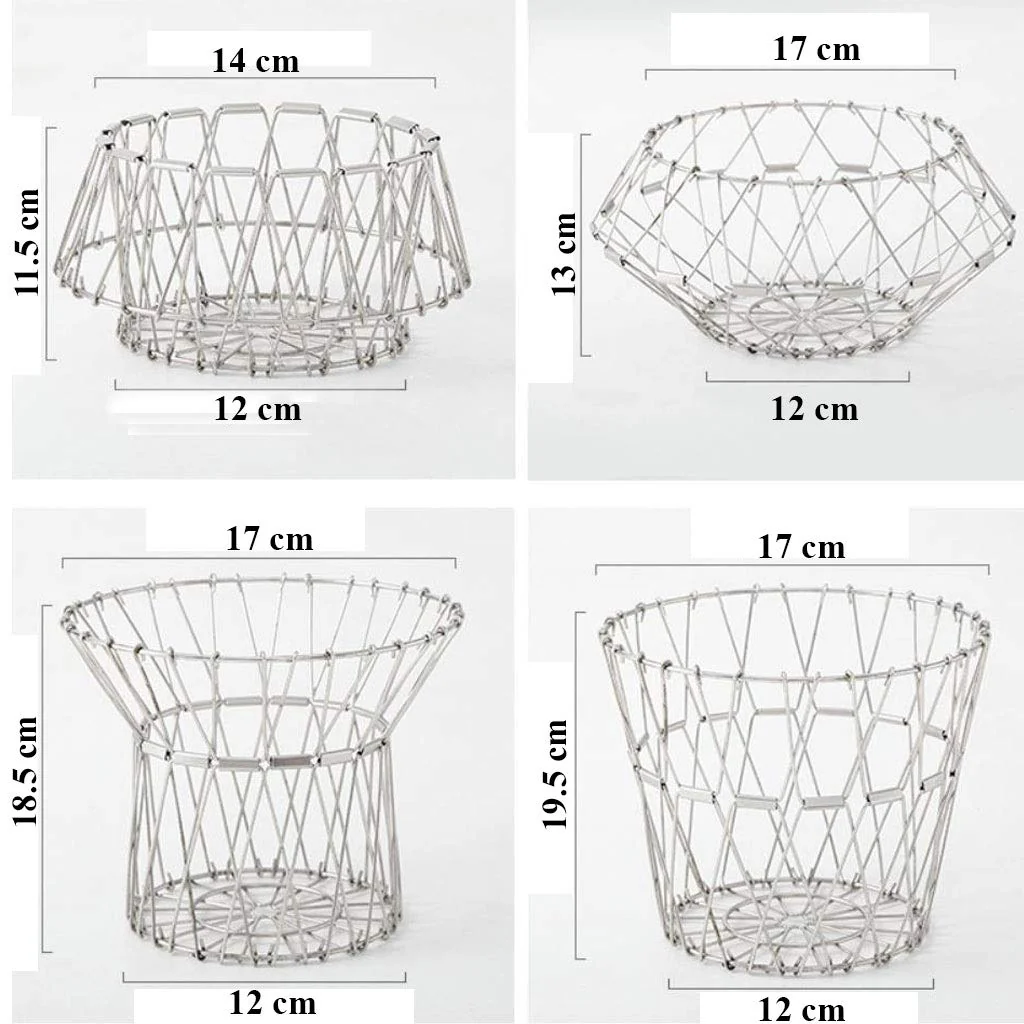 3040 Multipurpose Fruit Basket Stainless Steel Wire Bowl Foldable Basket for Vegetable / Fruits / Dining - Image 4
