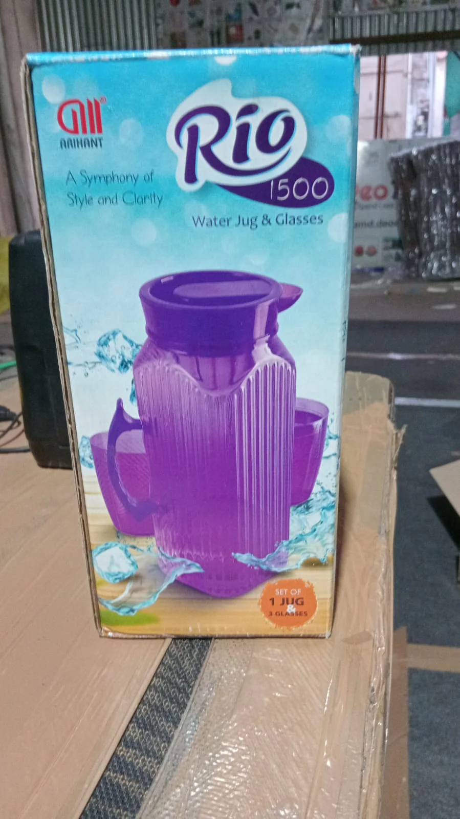 3047 Water Roi Pet Jug set of 1 jug & 3 glasses (Multi-colour)-1.5 ltr - Image 4