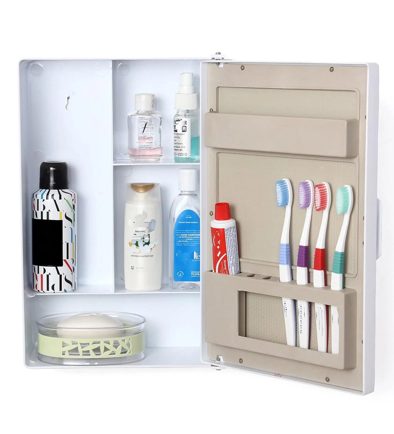 3073 12x16 inches Plastic Storage Bathroom Cabinet with Mirror - Multicolour - Image 2