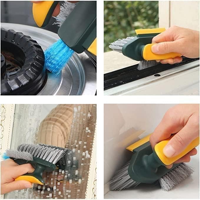 3093 4 in 1 with Squeegee, Bathroom Cleaning Brushes, V-Shape Gap Scrub Brush - Image 12