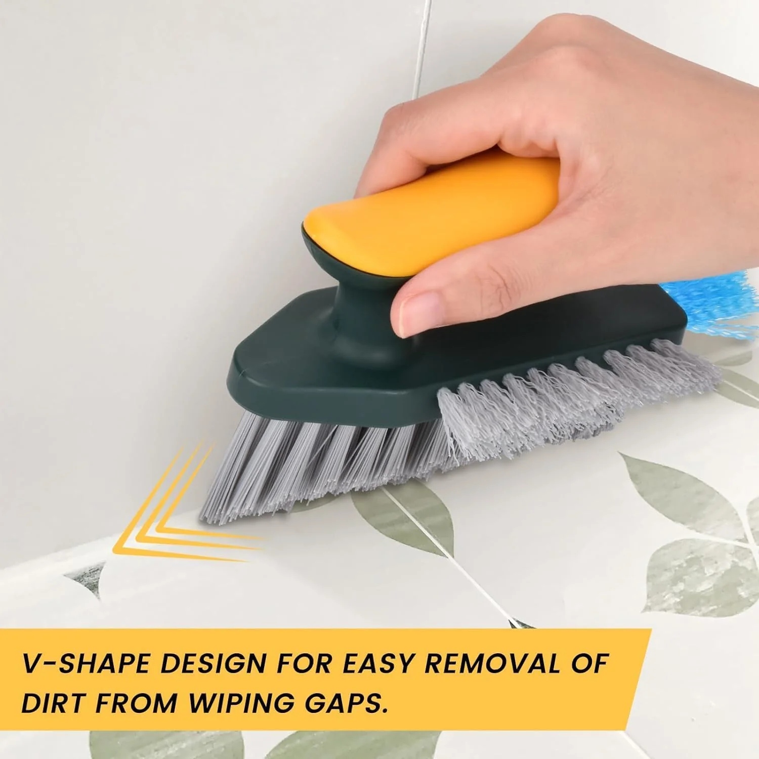 3093 4 in 1 with Squeegee, Bathroom Cleaning Brushes, V-Shape Gap Scrub Brush - Image 20
