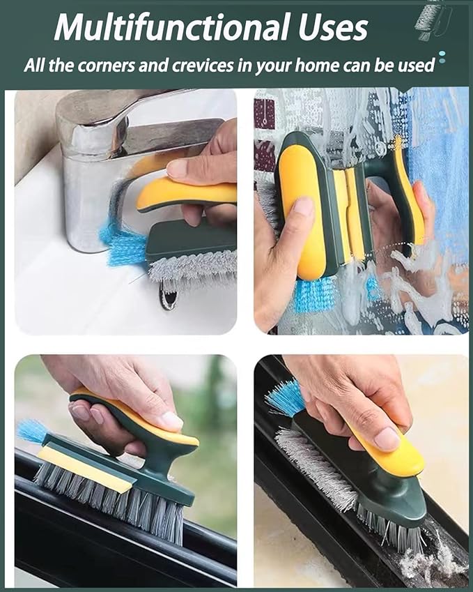 3093 4 in 1 with Squeegee, Bathroom Cleaning Brushes, V-Shape Gap Scrub Brush - Image 6