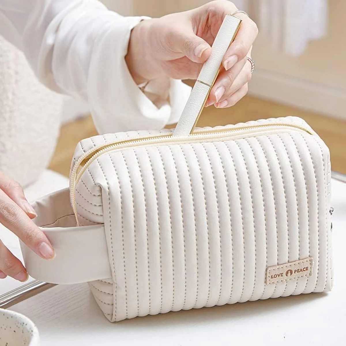 AM5439 Cosmetic Makeup Bag Portable Travel Toiletry Storage Pouch For Women Fashion Zipper Makeup Brush Bag - Image 2