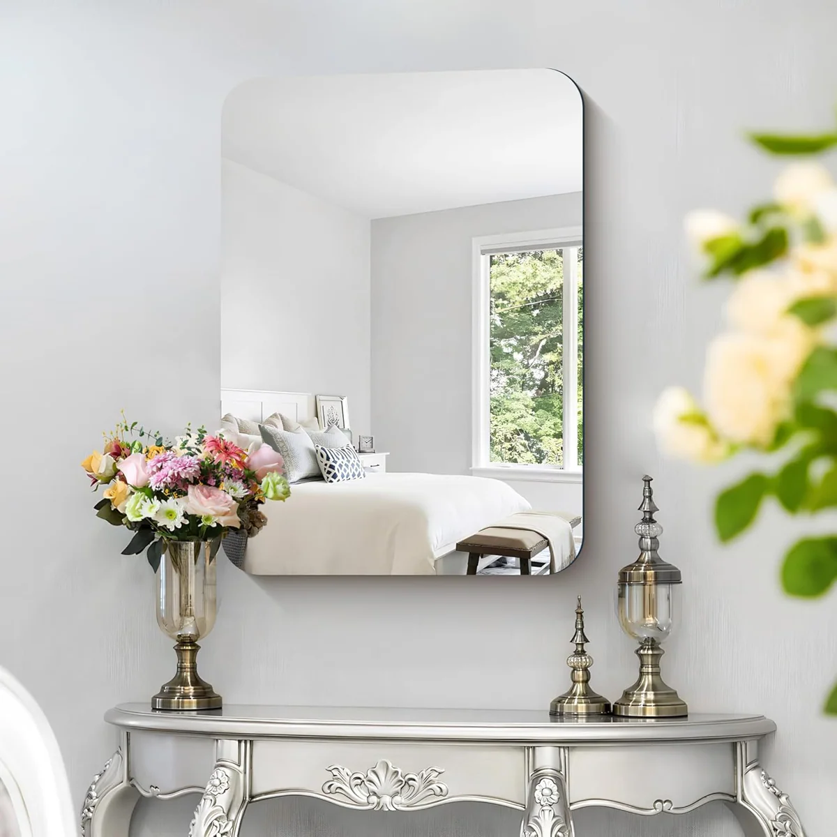 3112 Square Shape Adhesive Mirror Sticker -(Size-30cm x 40cm) For Wall ,On Tiles, Bathroom, Bedroom, Living Roomm Basin Stickers - Image 2