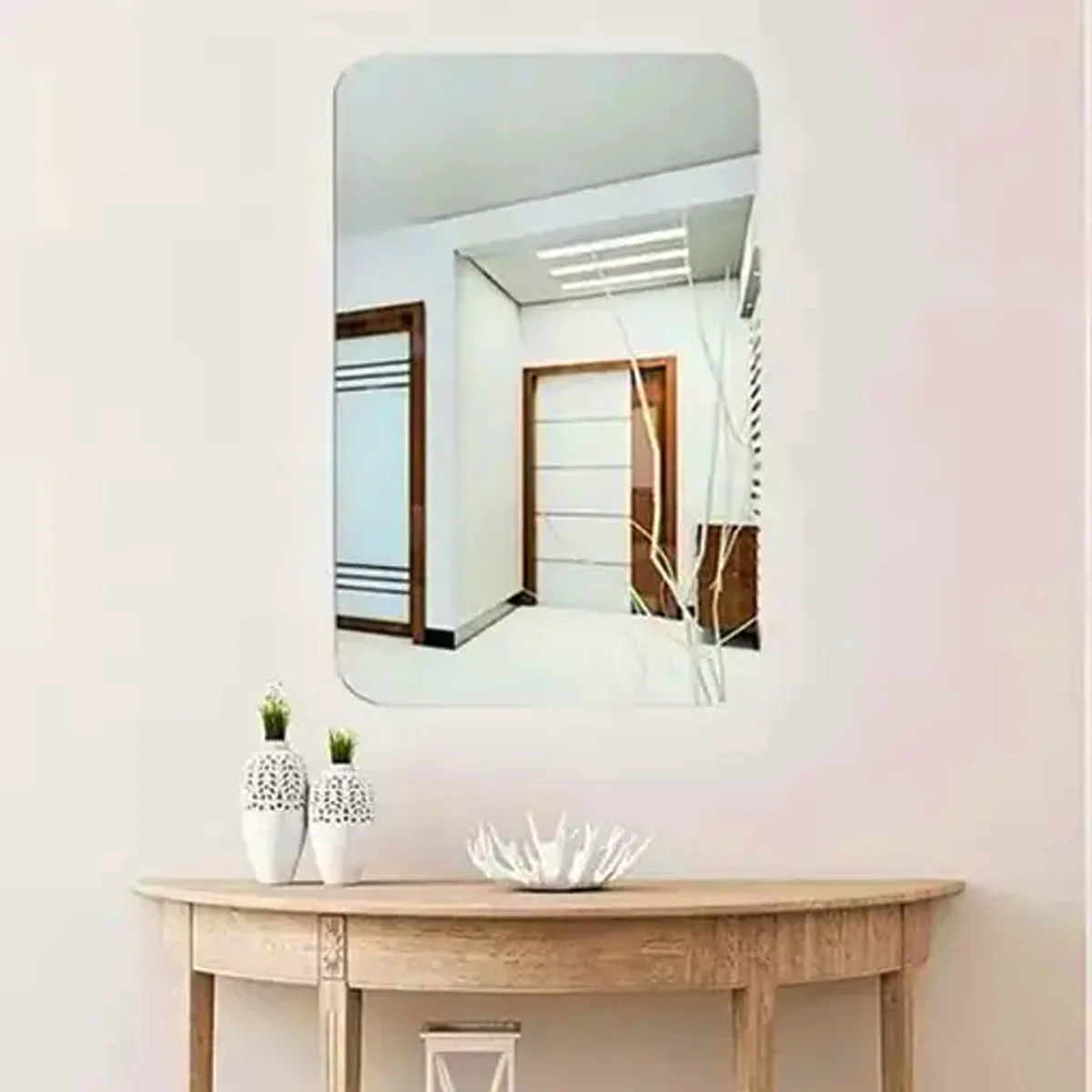 3112 Square Shape Adhesive Mirror Sticker -(Size-30cm x 40cm) For Wall ,On Tiles, Bathroom, Bedroom, Living Roomm Basin Stickers - Image 3