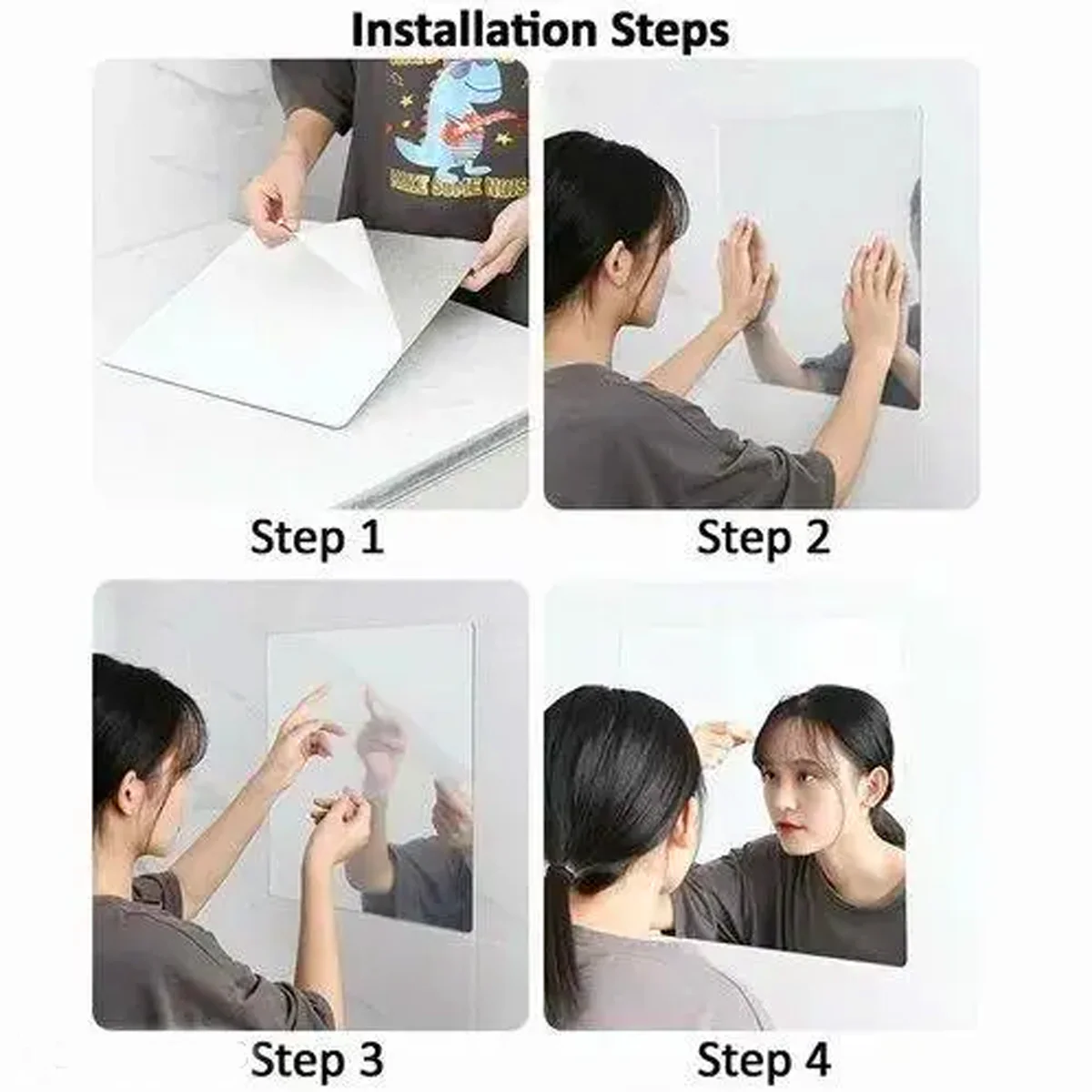 3112 Square Shape Adhesive Mirror Sticker -(Size-30cm x 40cm) For Wall ,On Tiles, Bathroom, Bedroom, Living Roomm Basin Stickers - Image 5