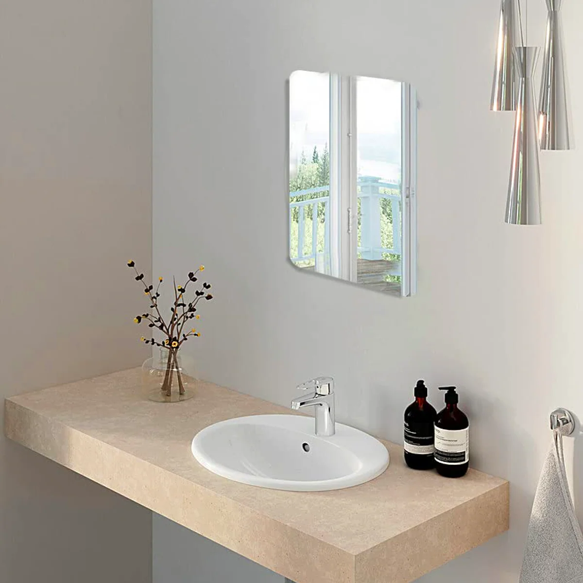 3112 Square Shape Adhesive Mirror Sticker -(Size-30cm x 40cm) For Wall ,On Tiles, Bathroom, Bedroom, Living Roomm Basin Stickers - Image 6