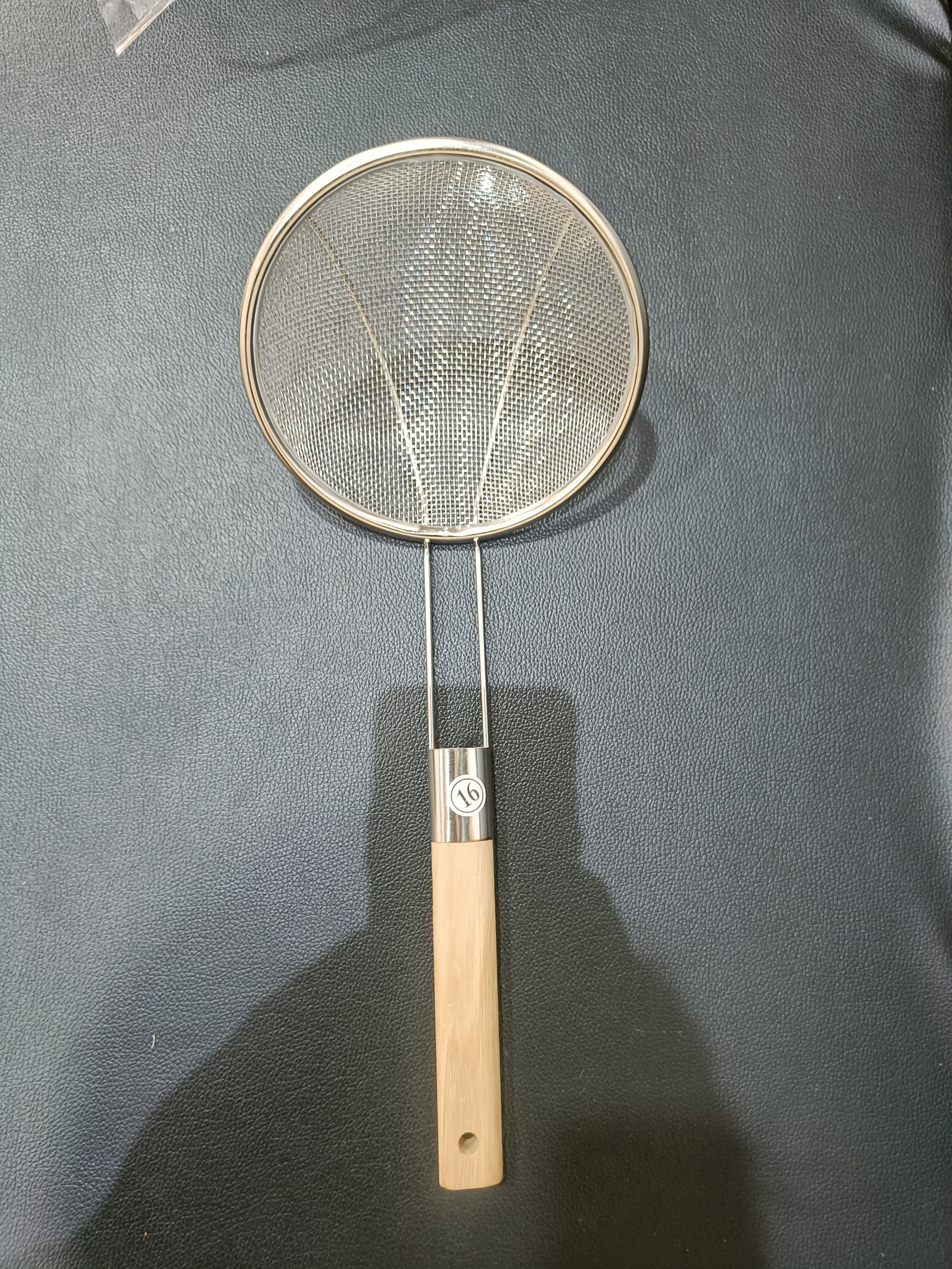 3131 16cm Stainless Steel Strainer Skimmer Deep Fry Jhara with U Shape Wooden Handle - Image 19