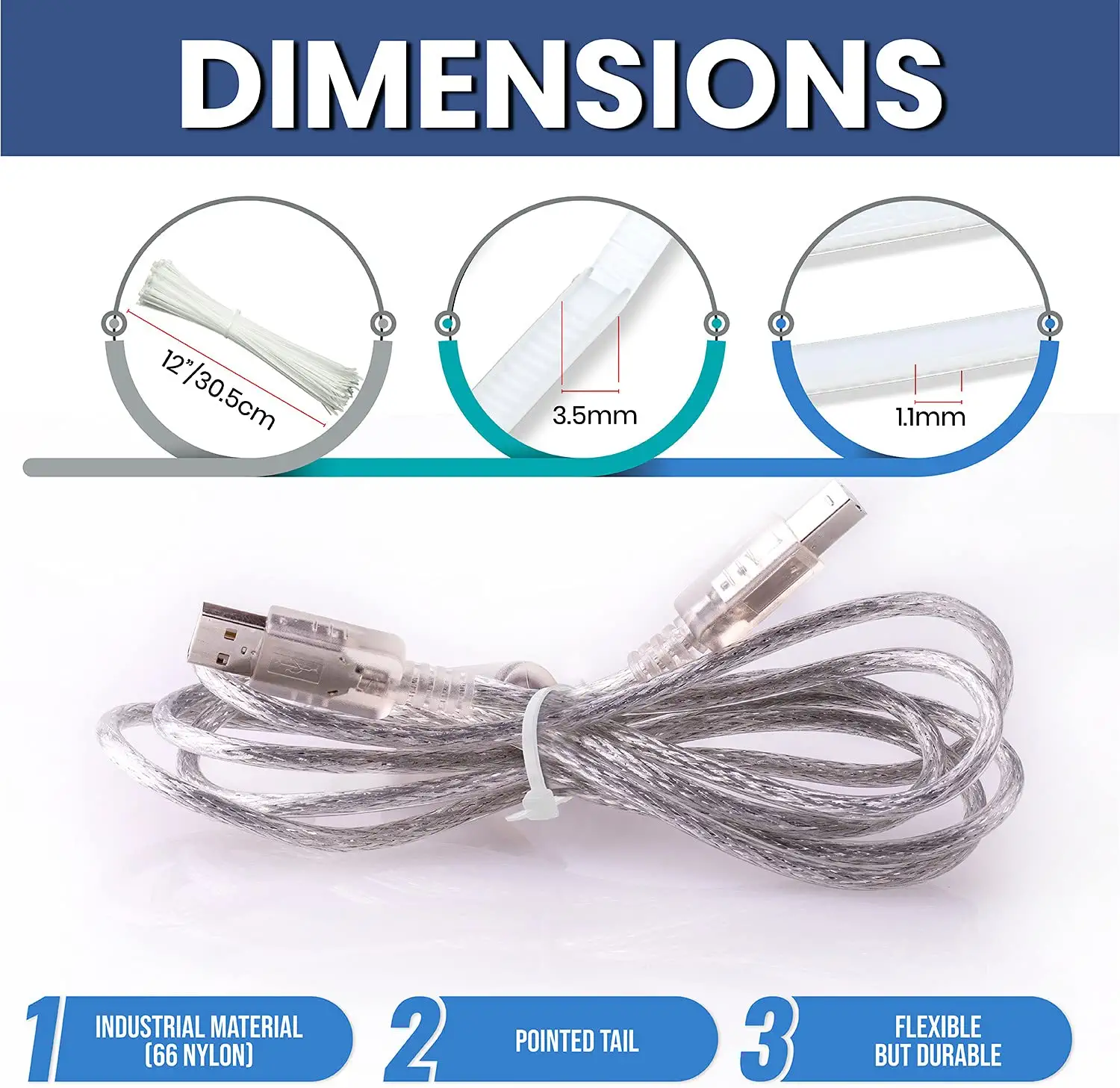 3145 4Inch Nylon Self Locking Cable Ties, Heavy Duty Strong Zip Wire Tie (100mm x 2.5mm - Pack of 100) - White - Image 2