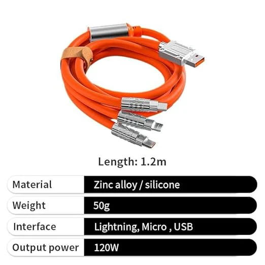 3146 3 In 1 Fast Charging Data Cable Portable Charger Cord 1 Pcs - Image 10