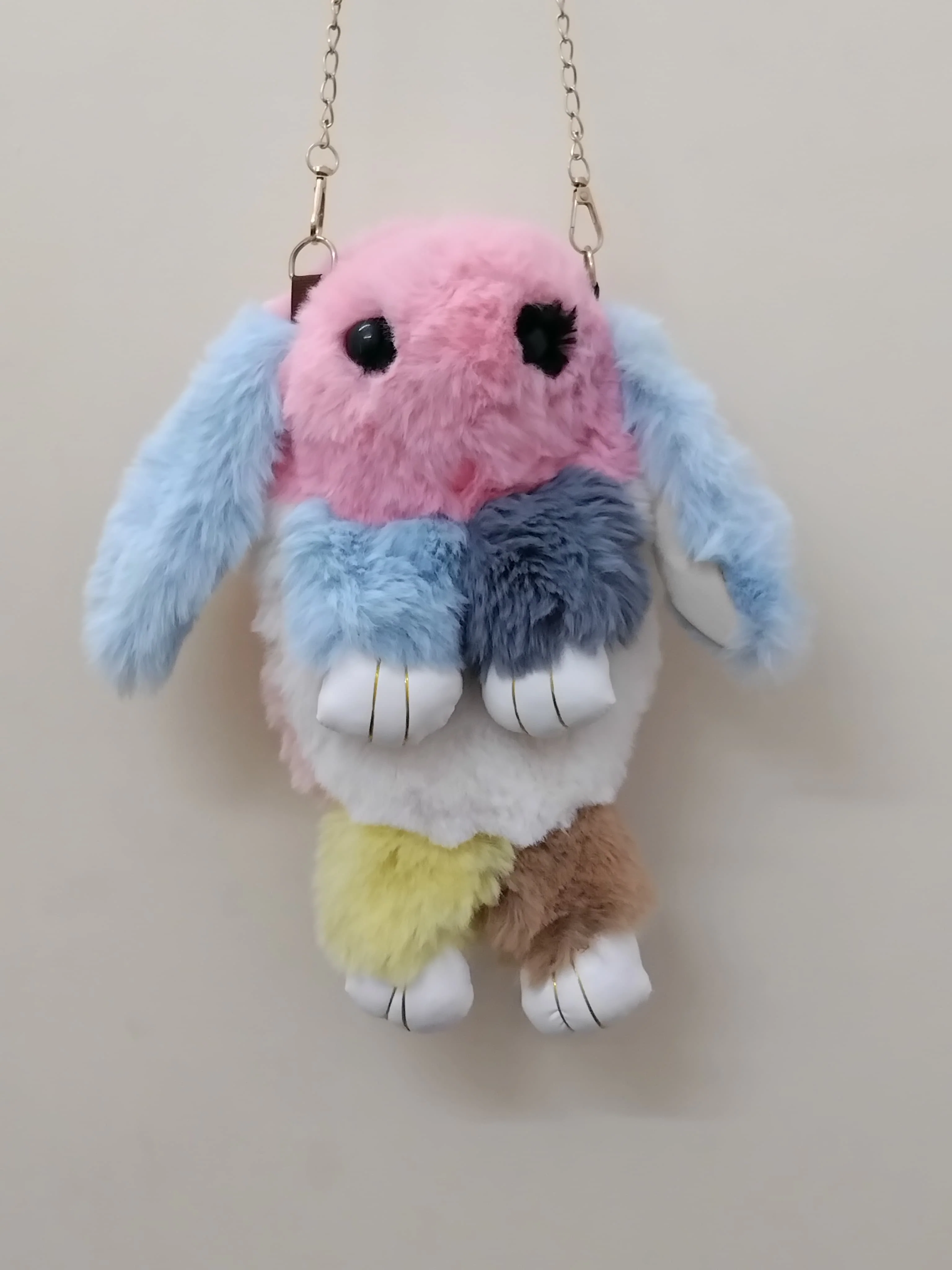 3147 Soft Cute Bunny Sling Bag With Chain And Smooth Zipper For Girls/Fluffy Rabbit Cross body& Hand Bag/Plush Bunny Shoulder Bag Multicolour Pack Of 1 Piece - Image 10