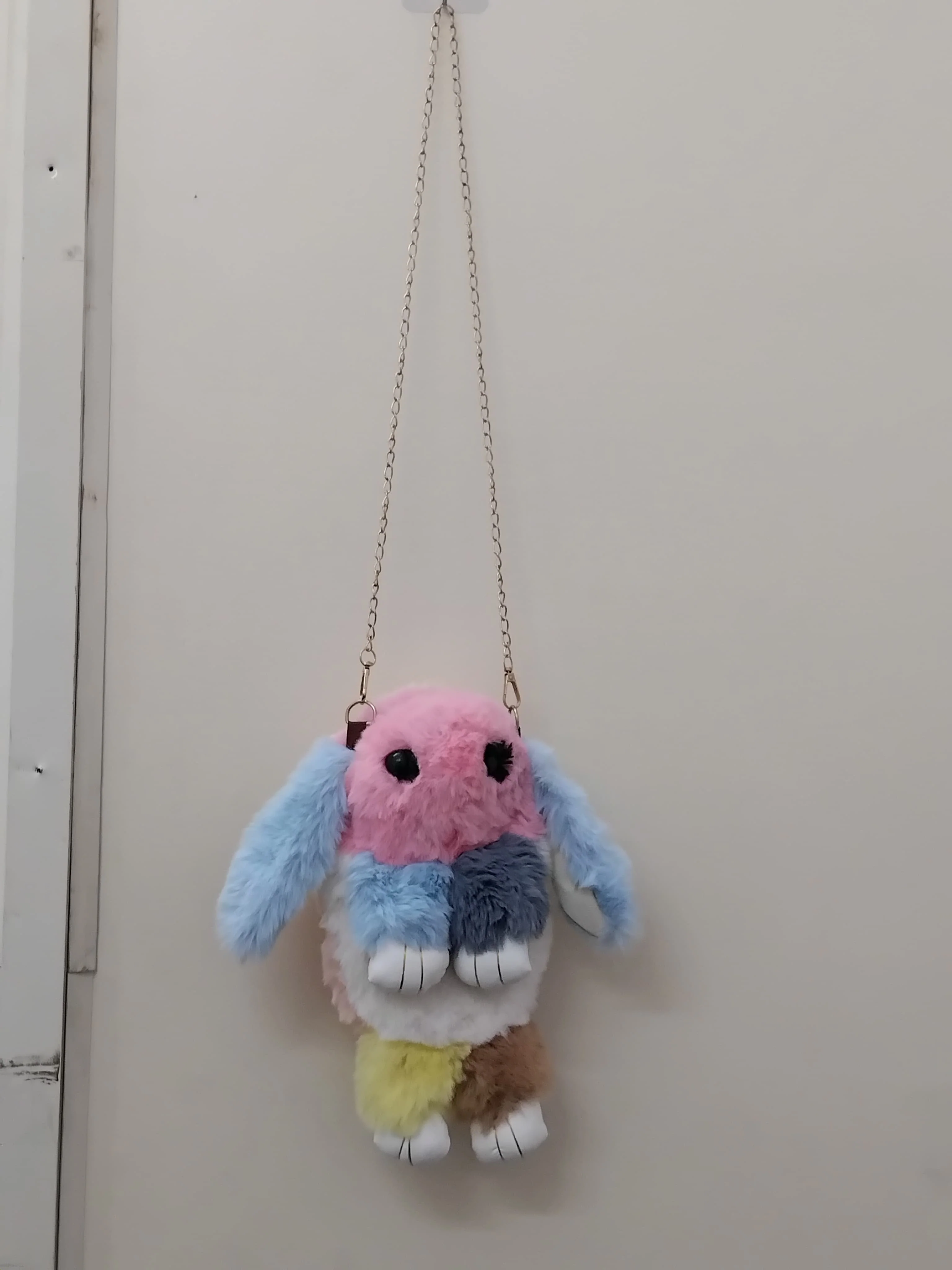 3147 Soft Cute Bunny Sling Bag With Chain And Smooth Zipper For Girls/Fluffy Rabbit Cross body& Hand Bag/Plush Bunny Shoulder Bag Multicolour Pack Of 1 Piece - Image 8