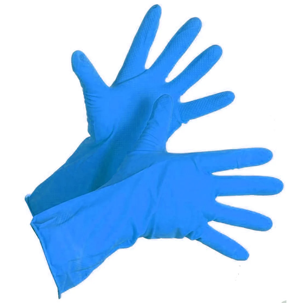 3149 1 Pair Flock line Reusable Rubber Household Hand Gloves - Blue - Image 4