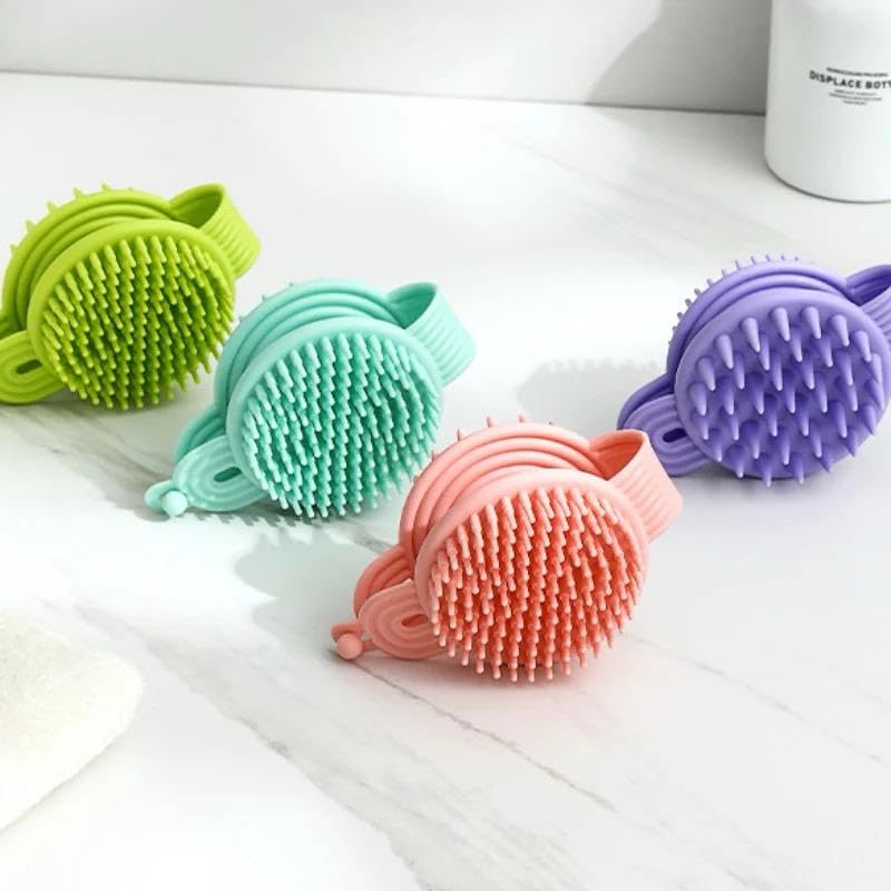 3152 2 in 1 double sided shampoo brush Soft Silicone Loofah Body Brush - Image 10